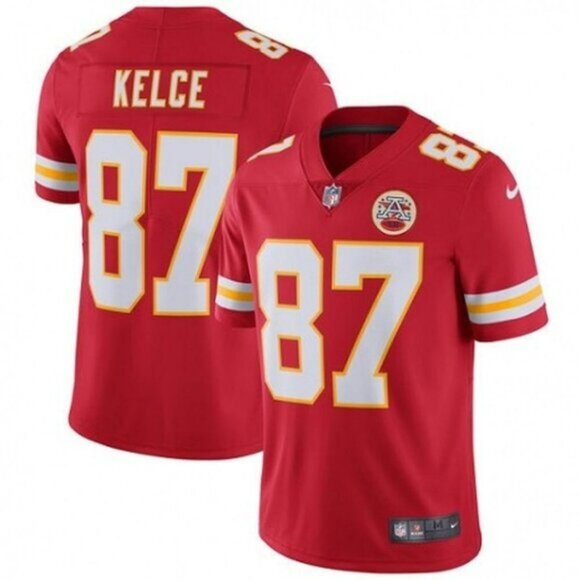 Mens Youths 87 Travis Kelce Red Vapor Stitched Jersey - Picture 1 of 1